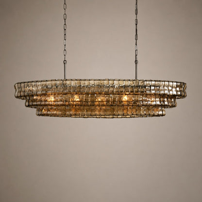 Oval Steel Chandelier Adjustable Hanging LED Light