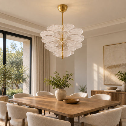 Layered Glass Leaf Chandelier Vintage Hanging LED