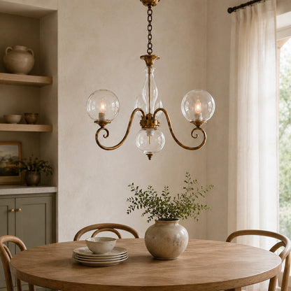 Glass Chandelier Hanging LED Light Fixture Adjustable