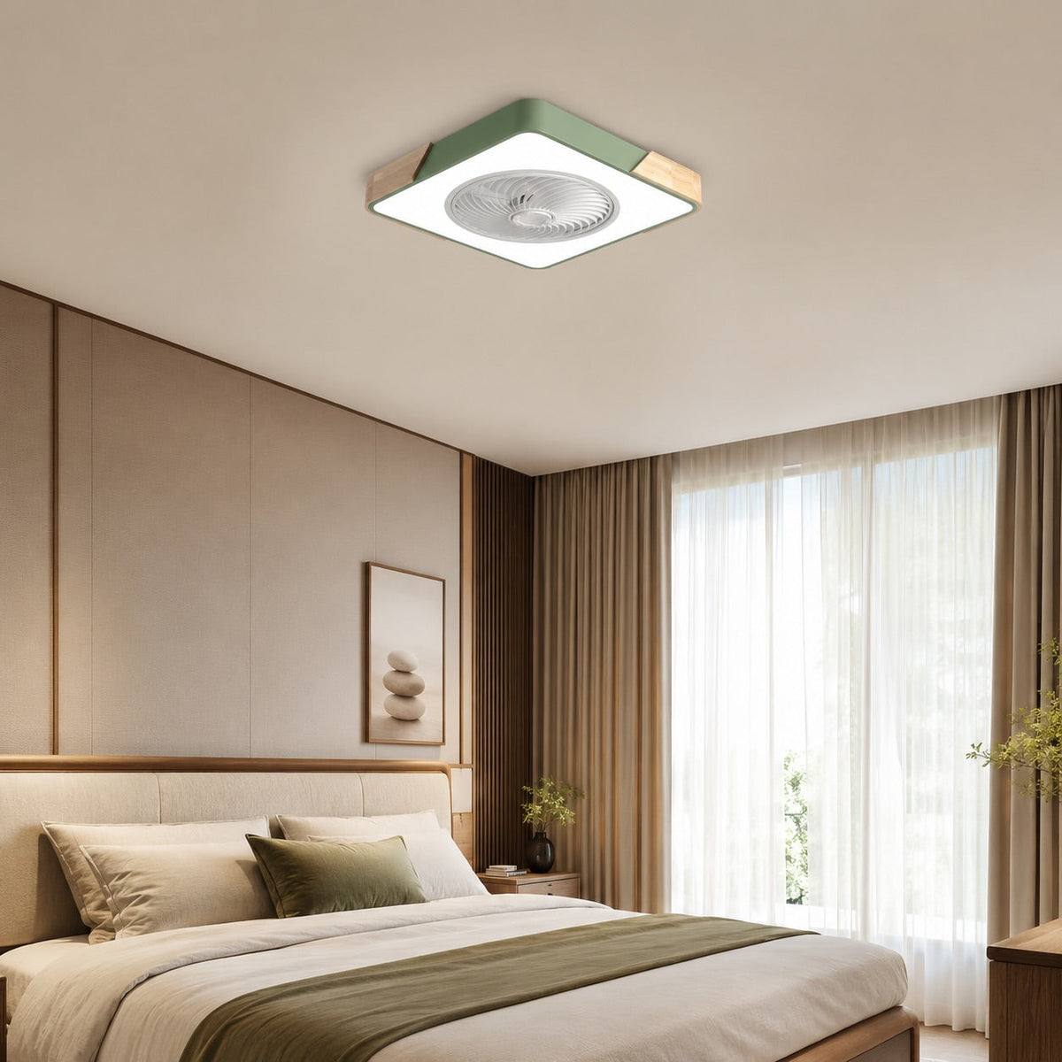 Bladeless Round or Square Flush Mount Ceiling Fan with Dimmable 36W LED Light