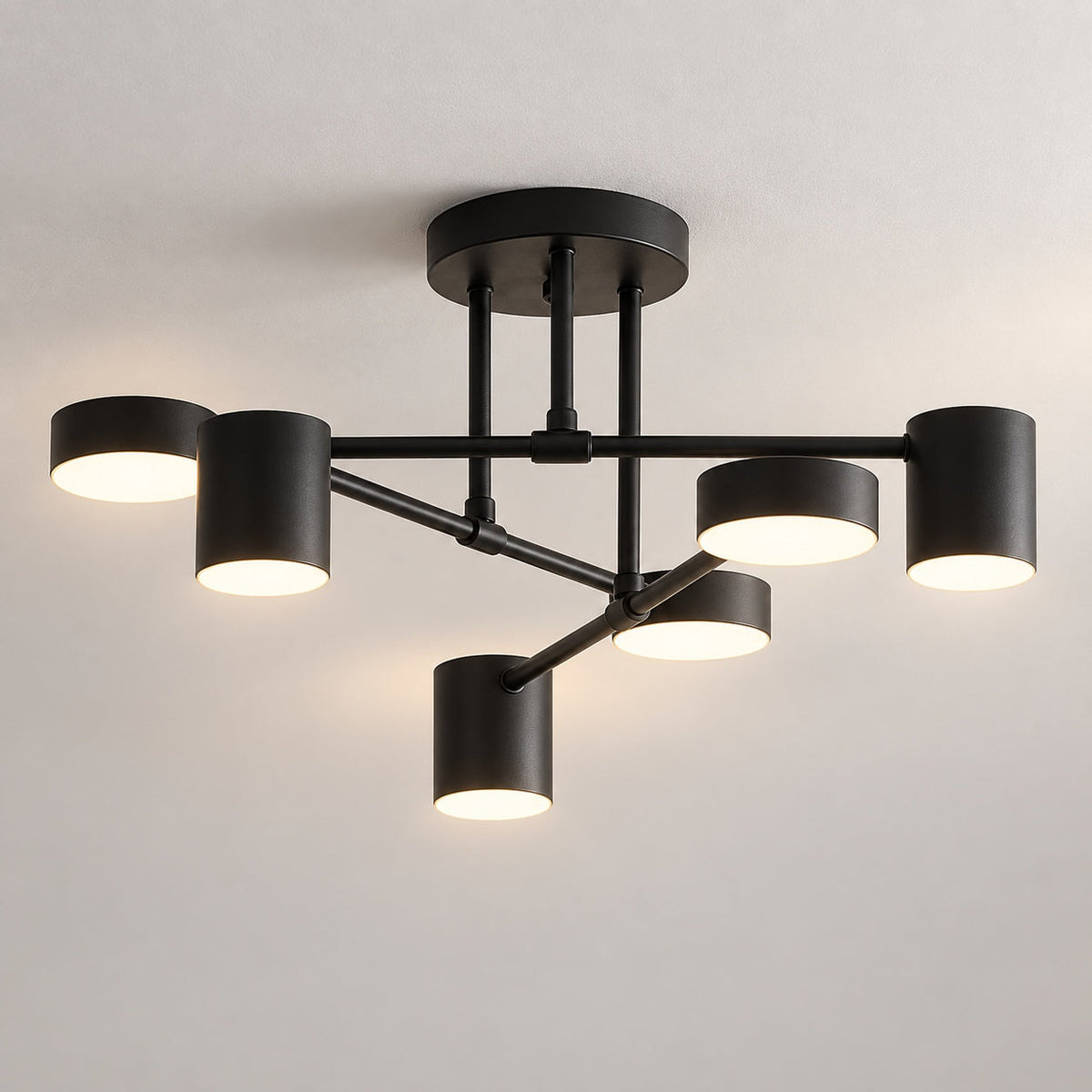 Sputnik Metal LED Flush Mount Ceiling Light 6-Arm Gold or Black Dimmable