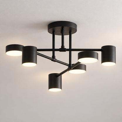 Sputnik Metal LED Flush Mount Ceiling Light 6-Arm Gold or Black Dimmable