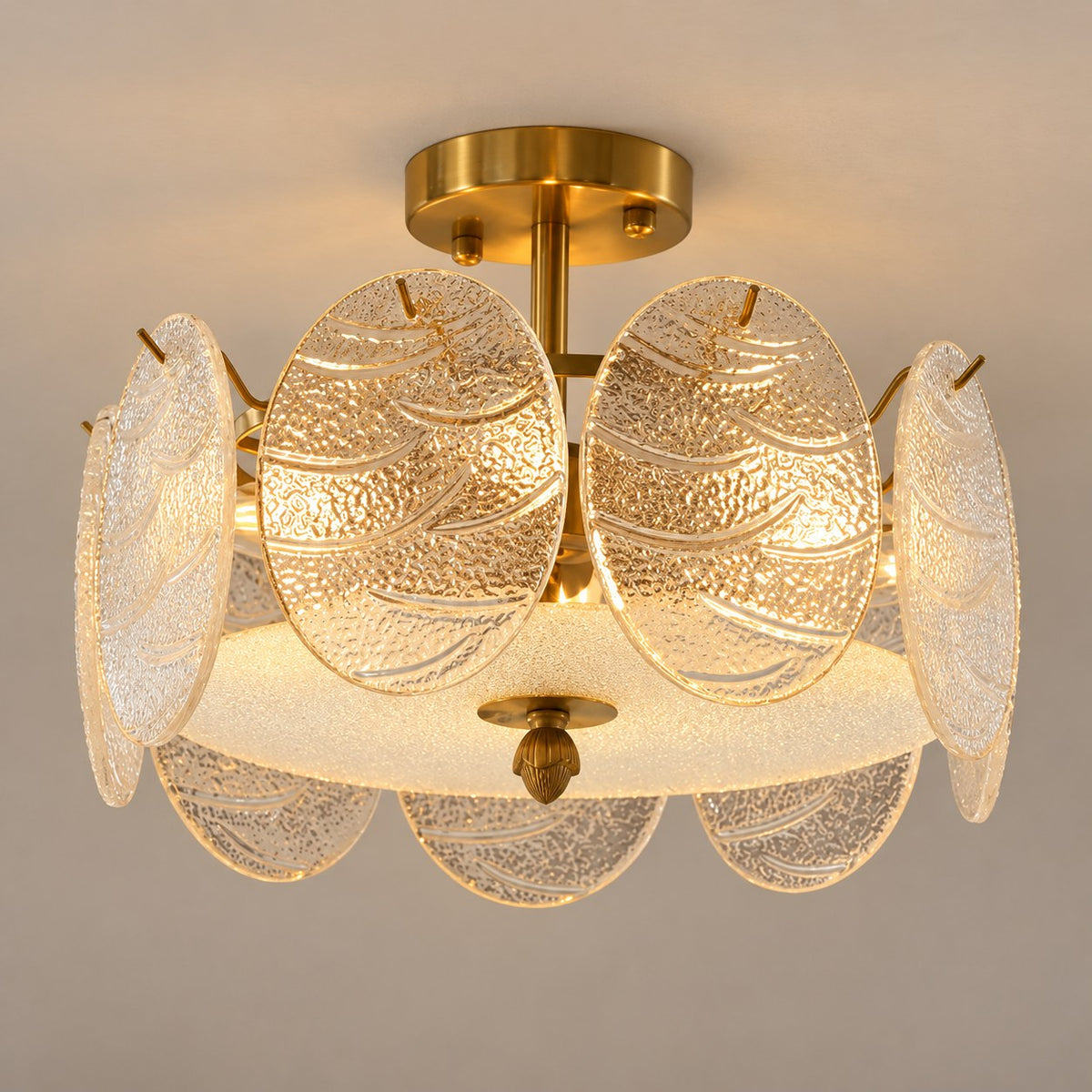 Copper Multi-Head LED Flush Mount Ceiling Light 5 to 8 Light Warm White