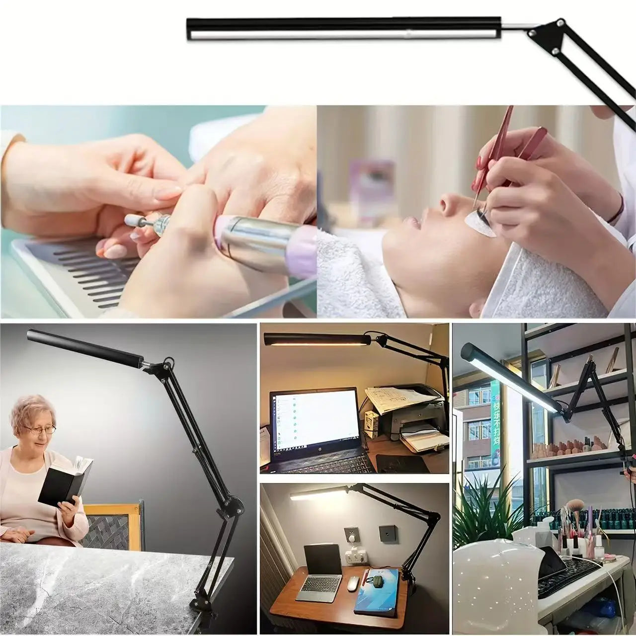 LED Clamp Desk Lamp Long Arm – Foldable 3 Colour Dimmable Light