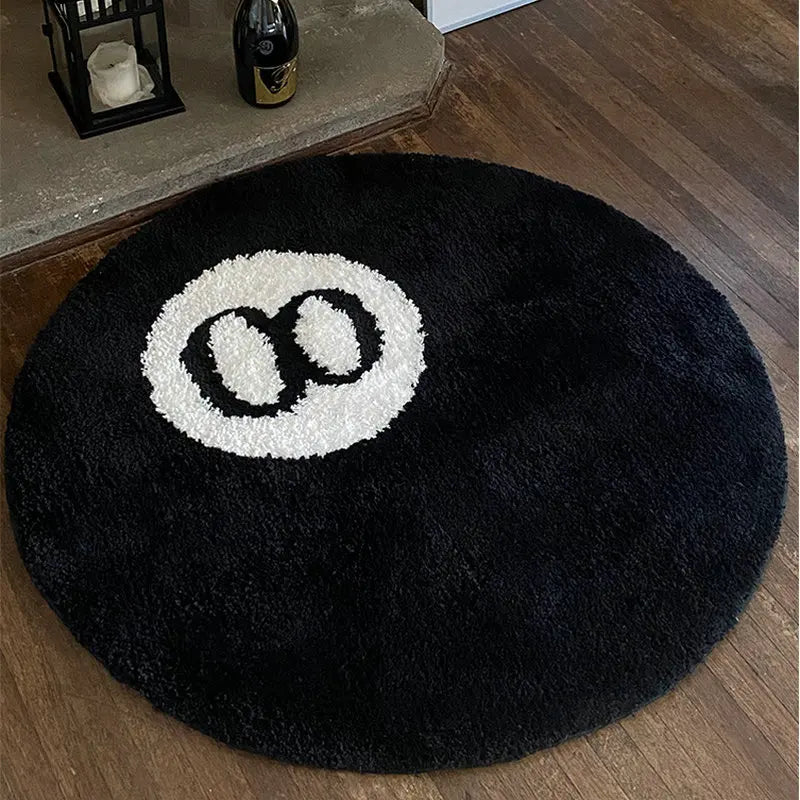 Halloween 8 Ball Round Tufted Rug Soft Accent Mat