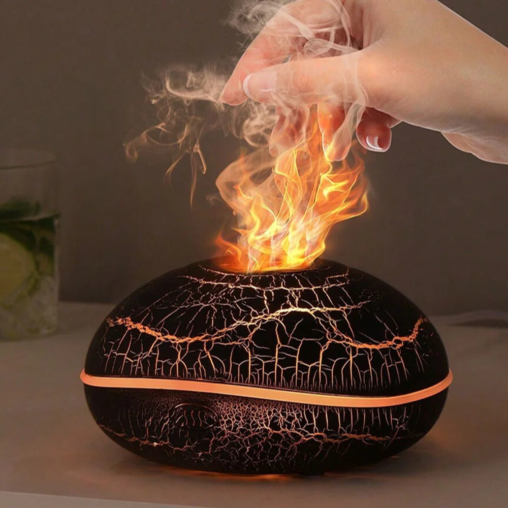 Flame Aroma Diffuser Humidifier Crackle Night Light