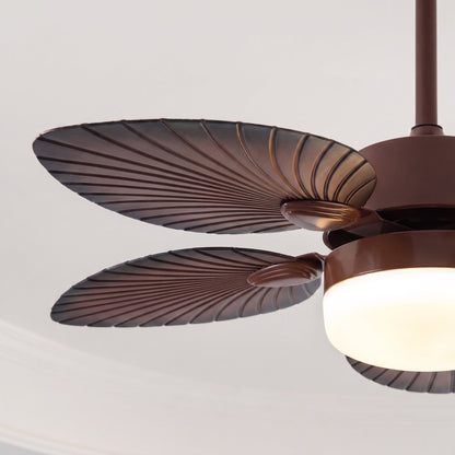 Banana Leaf Blade Ceiling Fan with Dimmable LED Light Copper Motor 107 or 132 cm