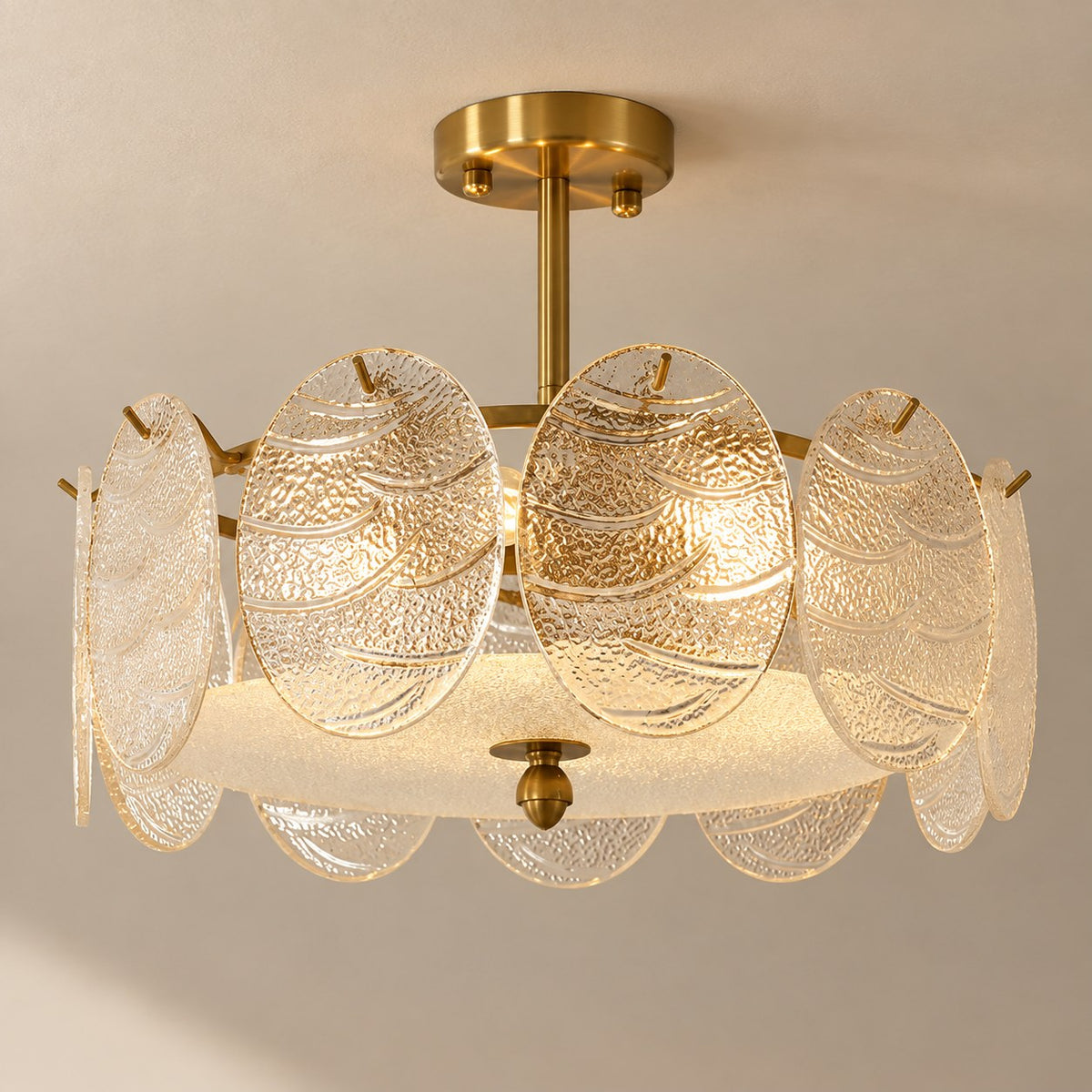 Copper Multi-Head LED Flush Mount Ceiling Light 5 to 8 Light Warm White