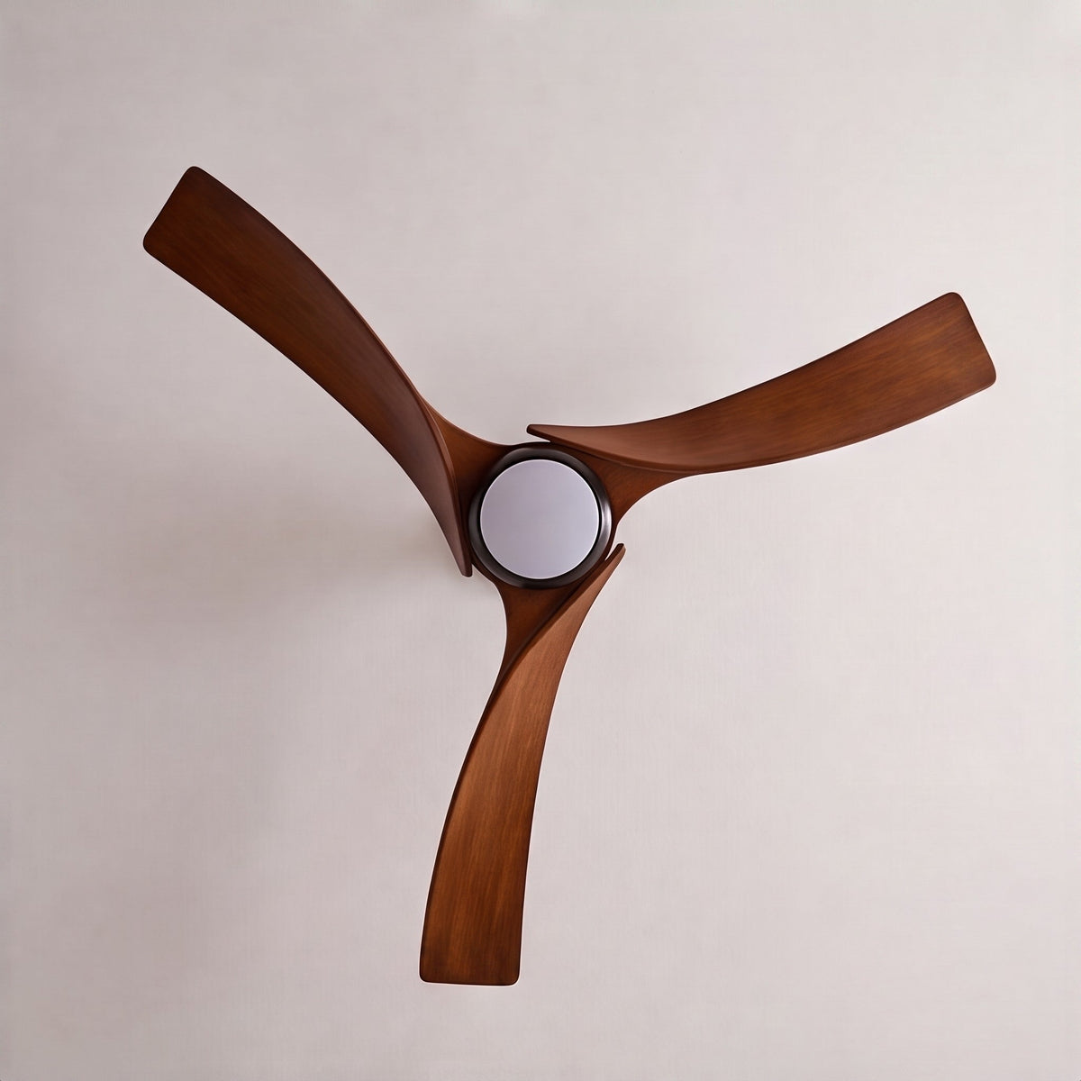 Wave Blade Black Iron Industrial DC Ceiling Fan with Dimmable LED Light 132 cm