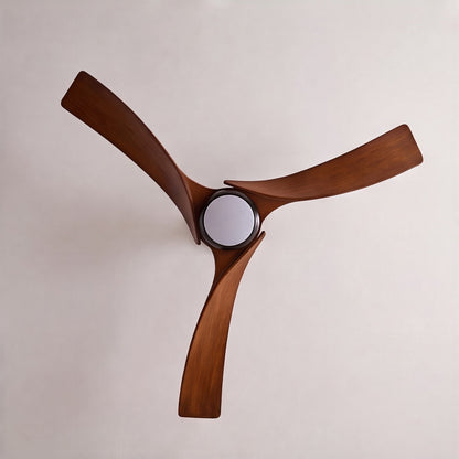 Wave Blade Black Iron Industrial DC Ceiling Fan with Dimmable LED Light 132 cm