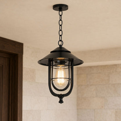 Caged Cylinder Outdoor Pendant Lantern Porch Patio Weatherproof IP65