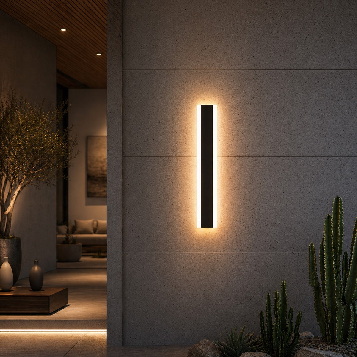 Outdoor LED Wall Light Dimmable IP65 Waterproof Aluminum Strip Sconce Black