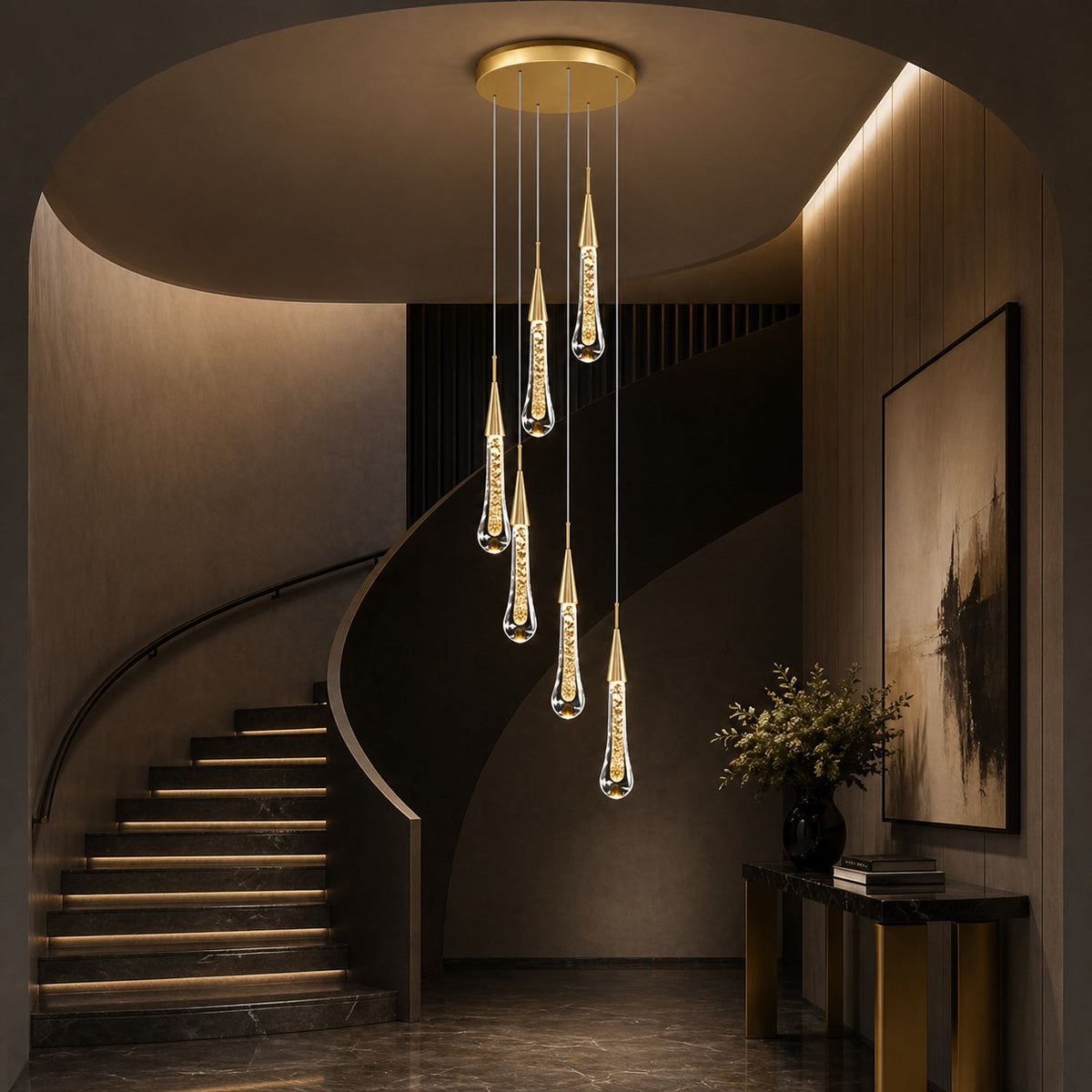 Long Crystal Chandelier Aluminium 1-48 Head LED