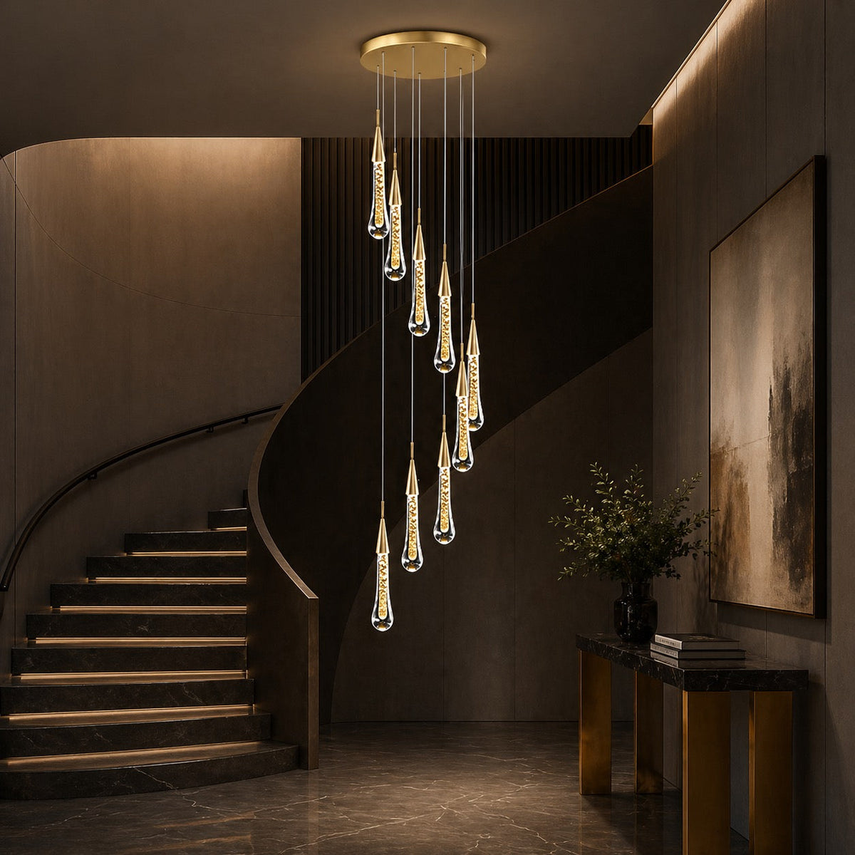 Long Crystal Chandelier Aluminium 1-48 Head LED
