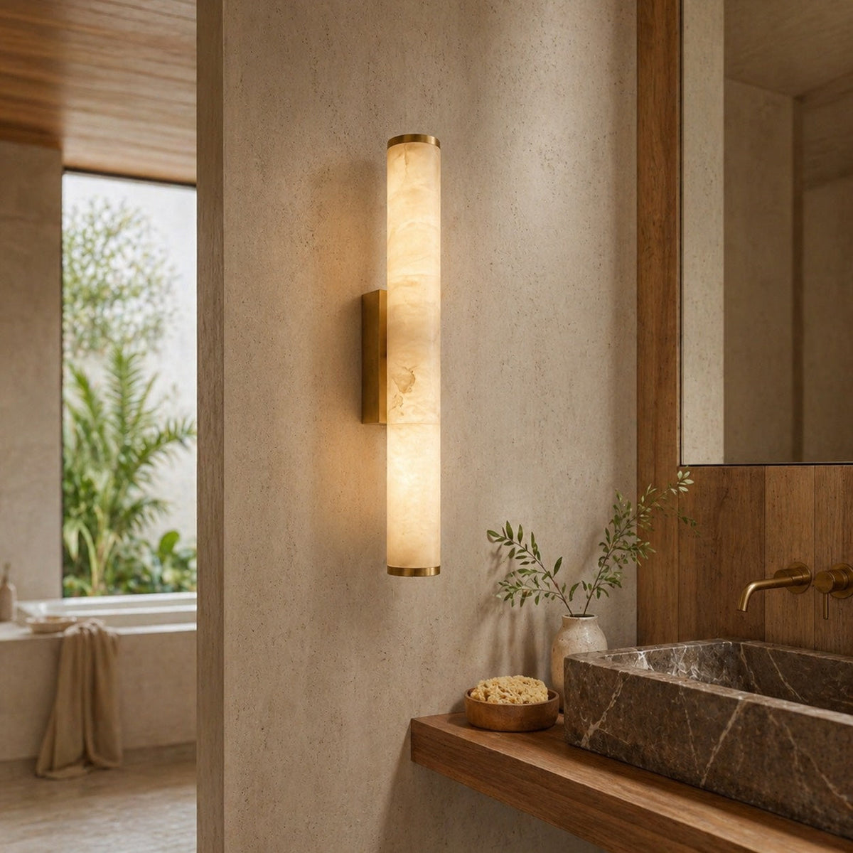 Marble-Effect Resin Wall Sconce Wall Mounted LED