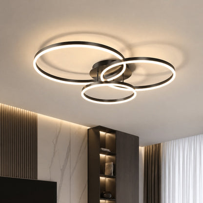 Modern LED Ceiling Light Flush Mount Aluminum Multi-Ring Design for Bedroom Living Room