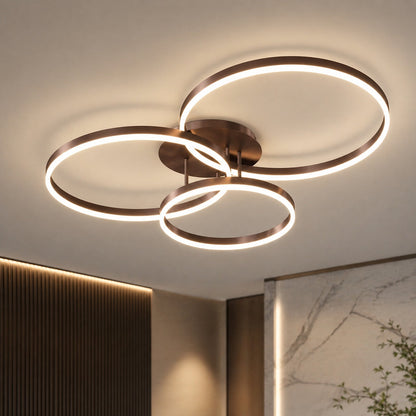 Modern LED Ceiling Light Flush Mount Aluminum Multi-Ring Design for Bedroom Living Room