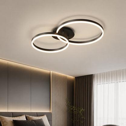 Modern LED Ceiling Light Flush Mount Aluminum Multi-Ring Design for Bedroom Living Room