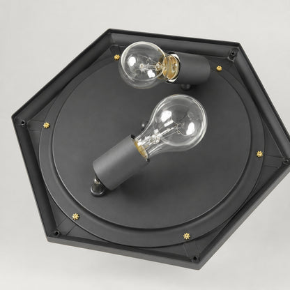 Black Outdoor LED Flush Mount Ceiling Light Aluminium Glass IP54 E27