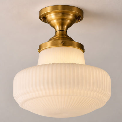 French Vintage Glass LED Flush Mount Ceiling Light Copper Warm White