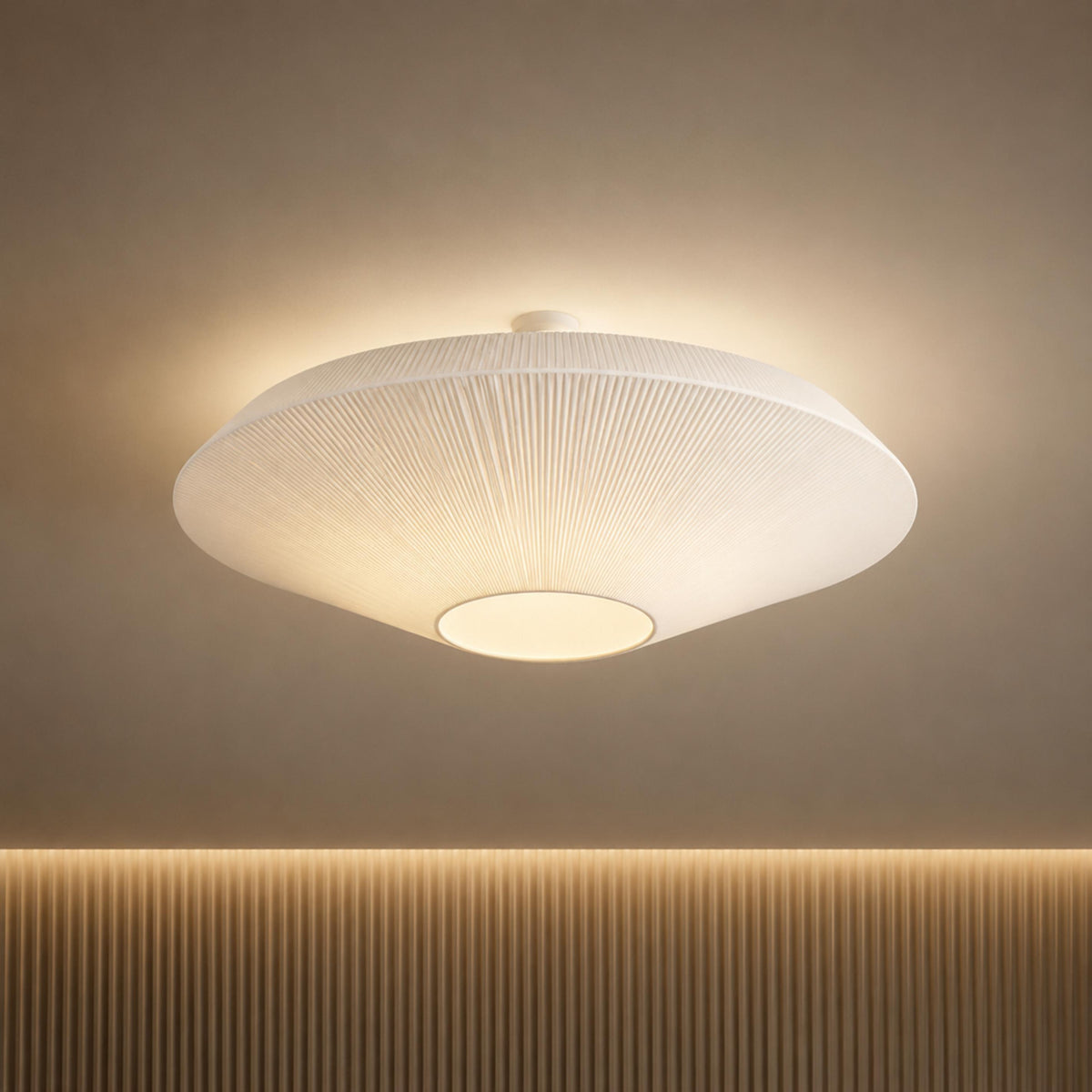 Round Metal LED Flush Mount Ceiling Light Adjustable White or Cream 3 Sizes