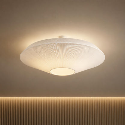 Round Metal LED Flush Mount Ceiling Light Adjustable White or Cream 3 Sizes