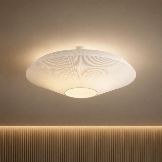 Round Metal LED Flush Mount Ceiling Light Adjustable White or Cream 3 Sizes