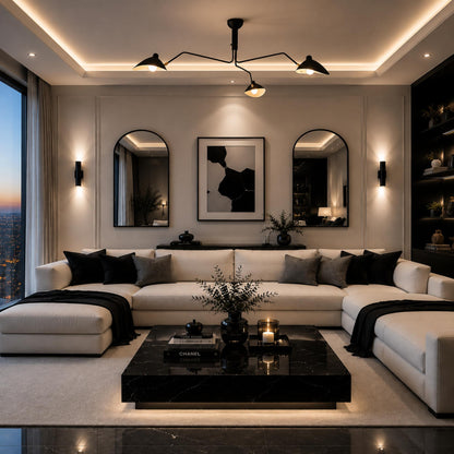 Aluminium & Brass Adjustable LED Flush Mount Ceiling Light 3 or 6 Light