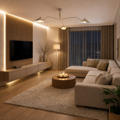 Aluminium & Brass Adjustable LED Flush Mount Ceiling Light 3 or 6 Light
