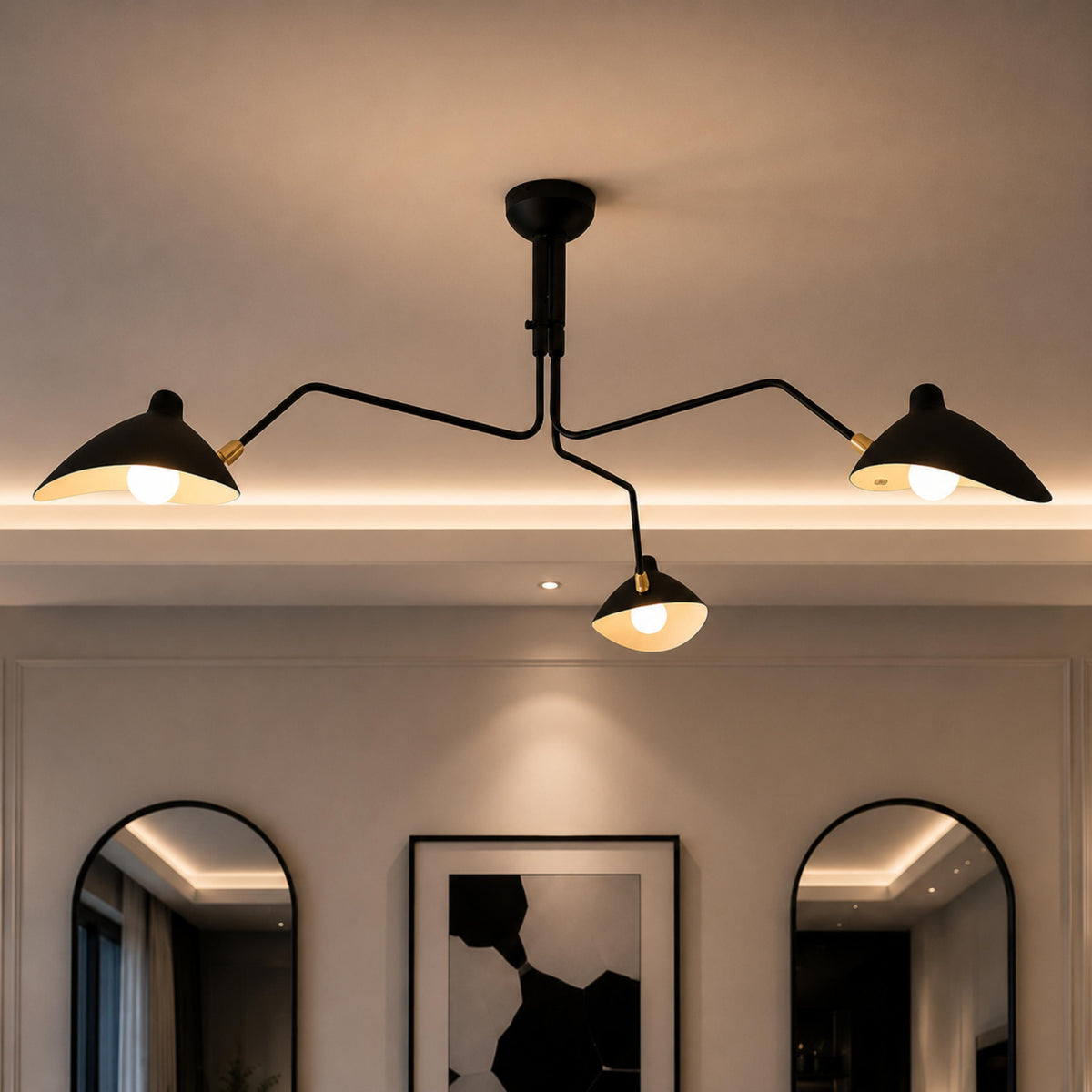Aluminium & Brass Adjustable LED Flush Mount Ceiling Light 3 or 6 Light