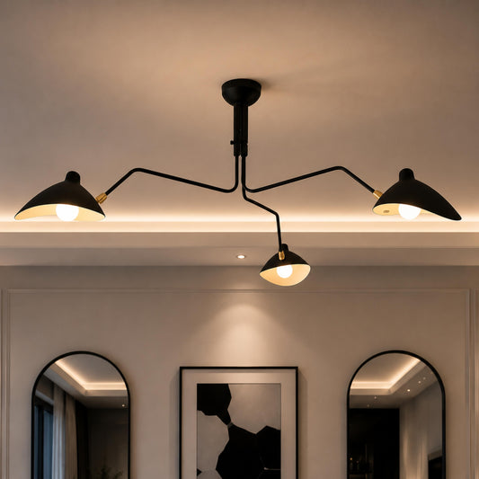 Aluminium & Brass Adjustable LED Flush Mount Ceiling Light 3 or 6 Light
