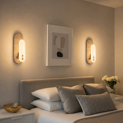 Alabaster Oval Wall Sconce LED Warm Ambient Lighting