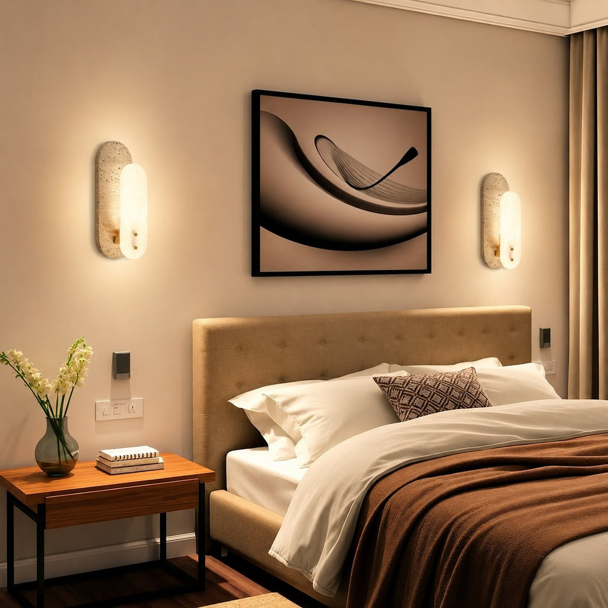 Alabaster Oval Wall Sconce LED Warm Ambient Lighting