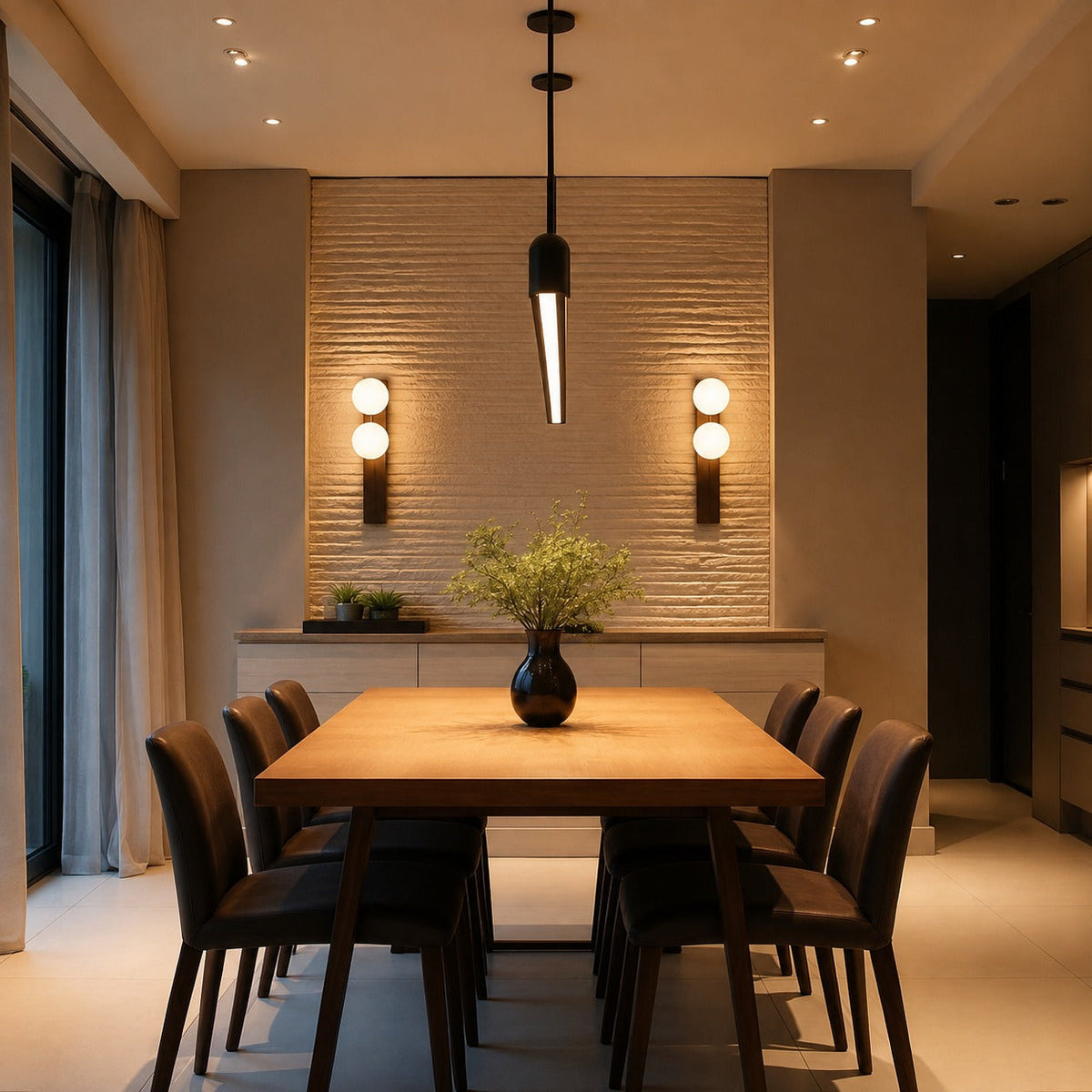 Walnut Wood Wall Light Glass Shade Wall Mounted LED