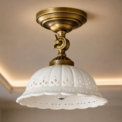 Antique Brass Ceramic LED Flush Mount Ceiling Light E27 Indoor
