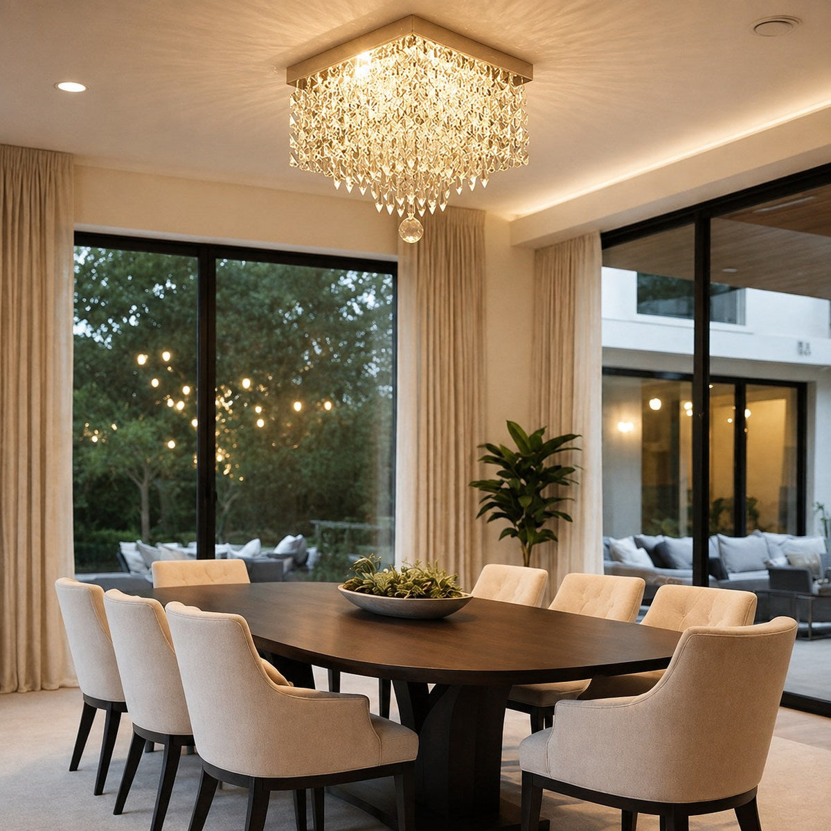 Crystal Flush Mount Ceiling Light Metal E12 Hallway Dining