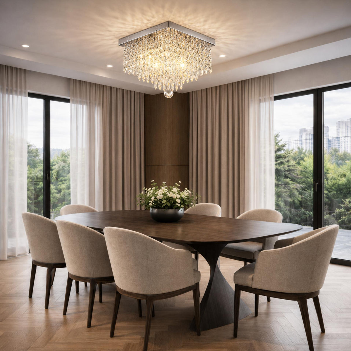 Crystal Flush Mount Ceiling Light Metal E12 Hallway Dining