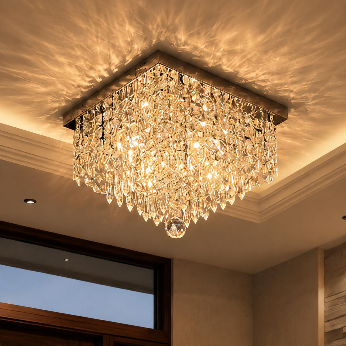 Crystal Flush Mount Ceiling Light Metal E12 Hallway Dining