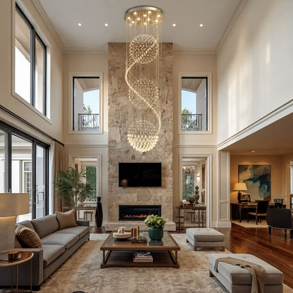 Spiral Three-Sphere K9 Crystal Chandelier LED