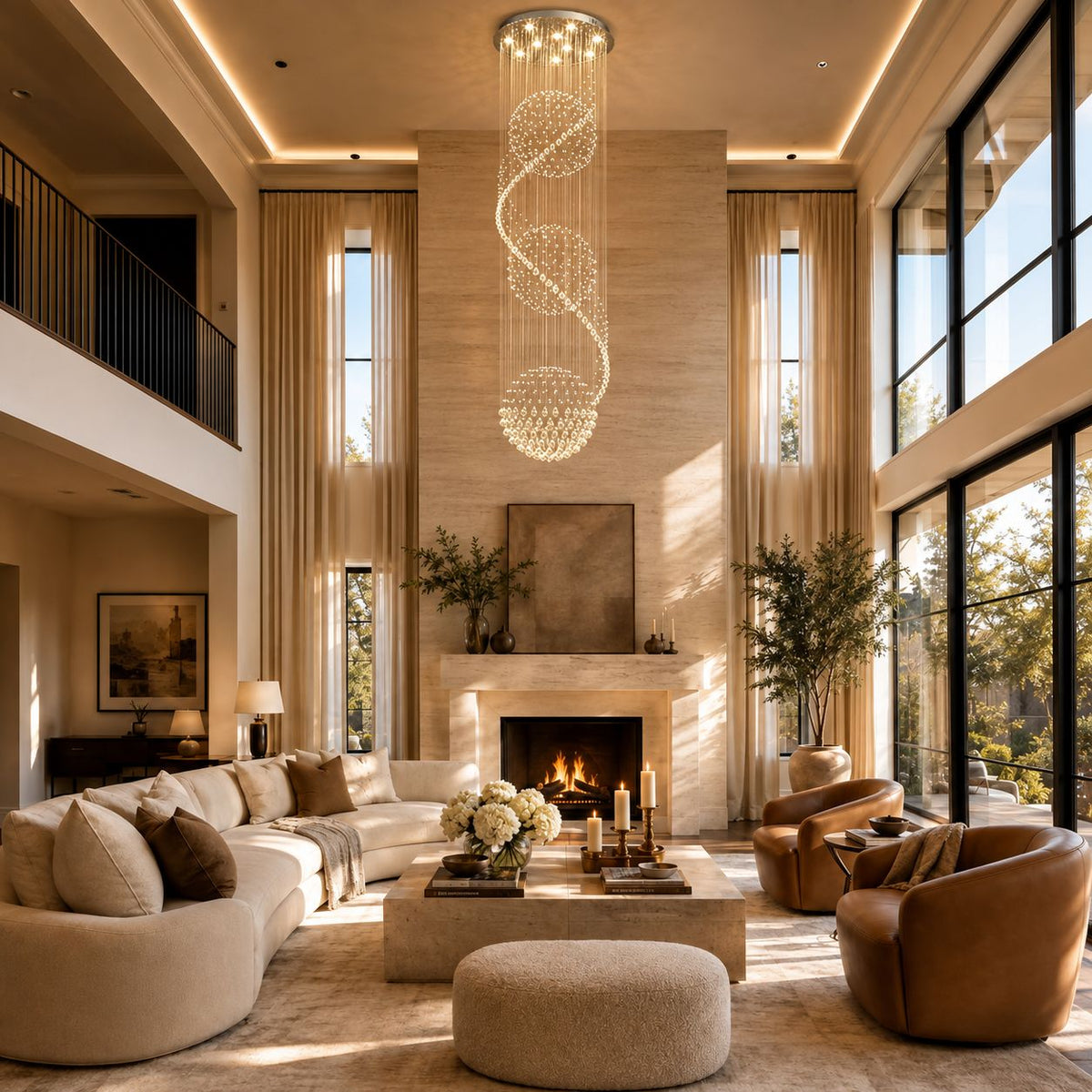 Spiral Three-Sphere K9 Crystal Chandelier LED