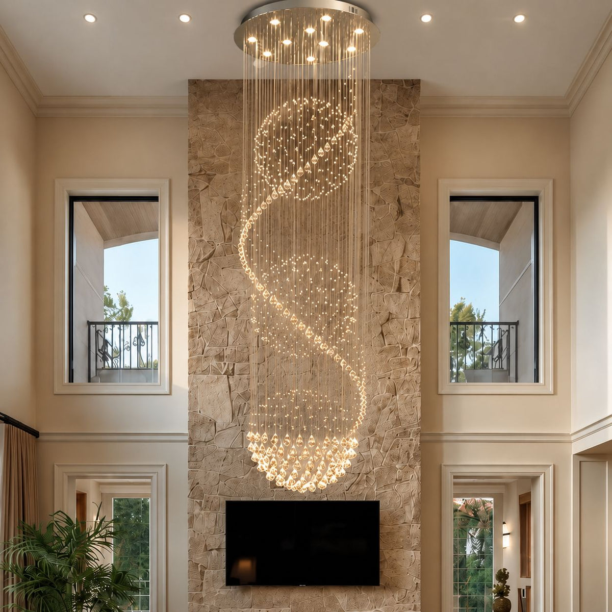 Spiral Three-Sphere K9 Crystal Chandelier LED