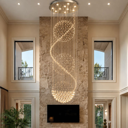 Spiral Three-Sphere K9 Crystal Chandelier LED