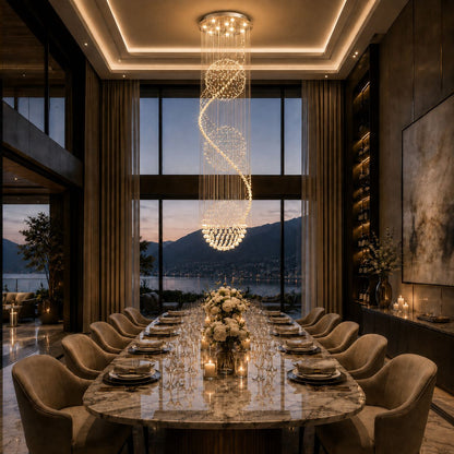 Spiral Three-Sphere K9 Crystal Chandelier LED