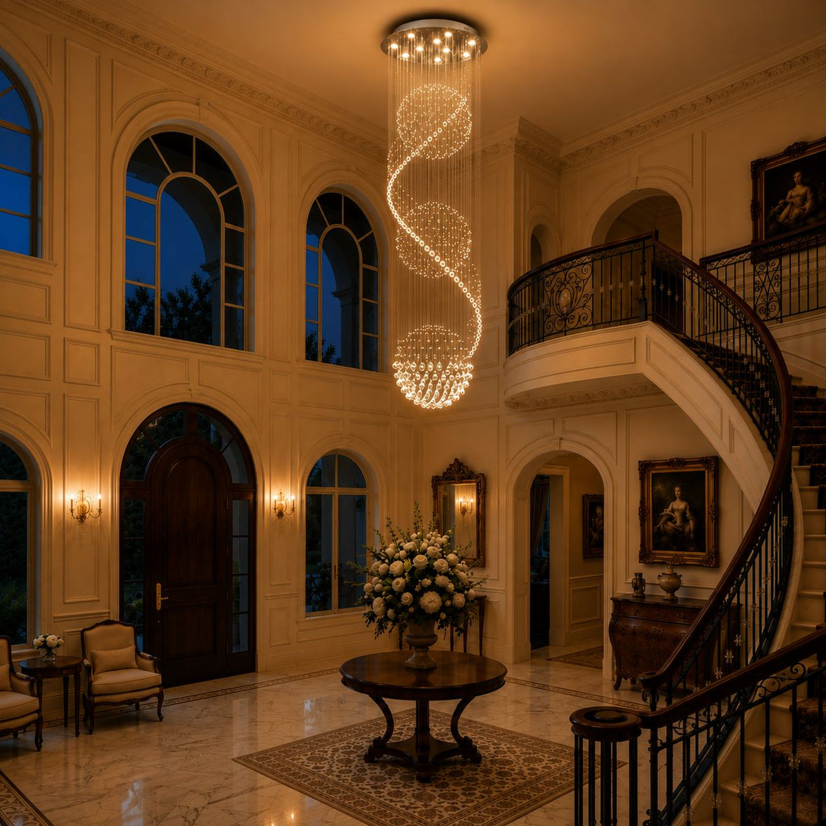 Spiral Three-Sphere K9 Crystal Chandelier LED