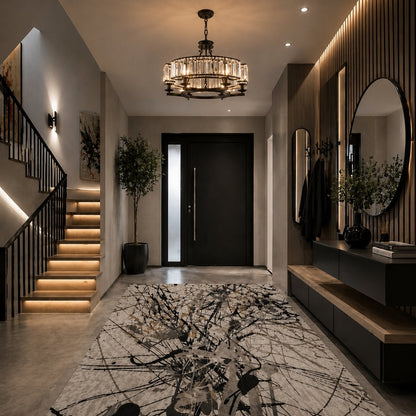 Round Crystal Chandelier Adjustable Metal LED