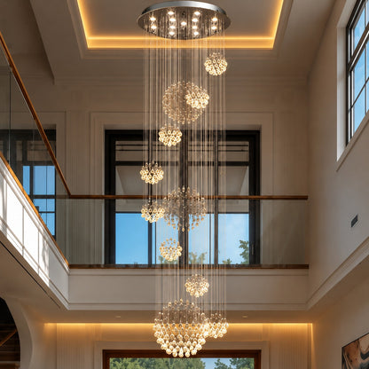 Spiral Crystal Chandelier Chrome Adjustable LED