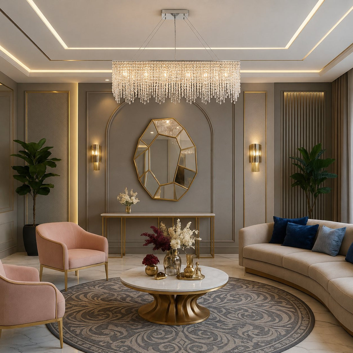 Crystal Chandelier Adjustable Hanging LED Light