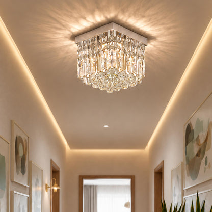 Mini Square Crystal LED Flush Mount Ceiling Light Chrome K9 G9