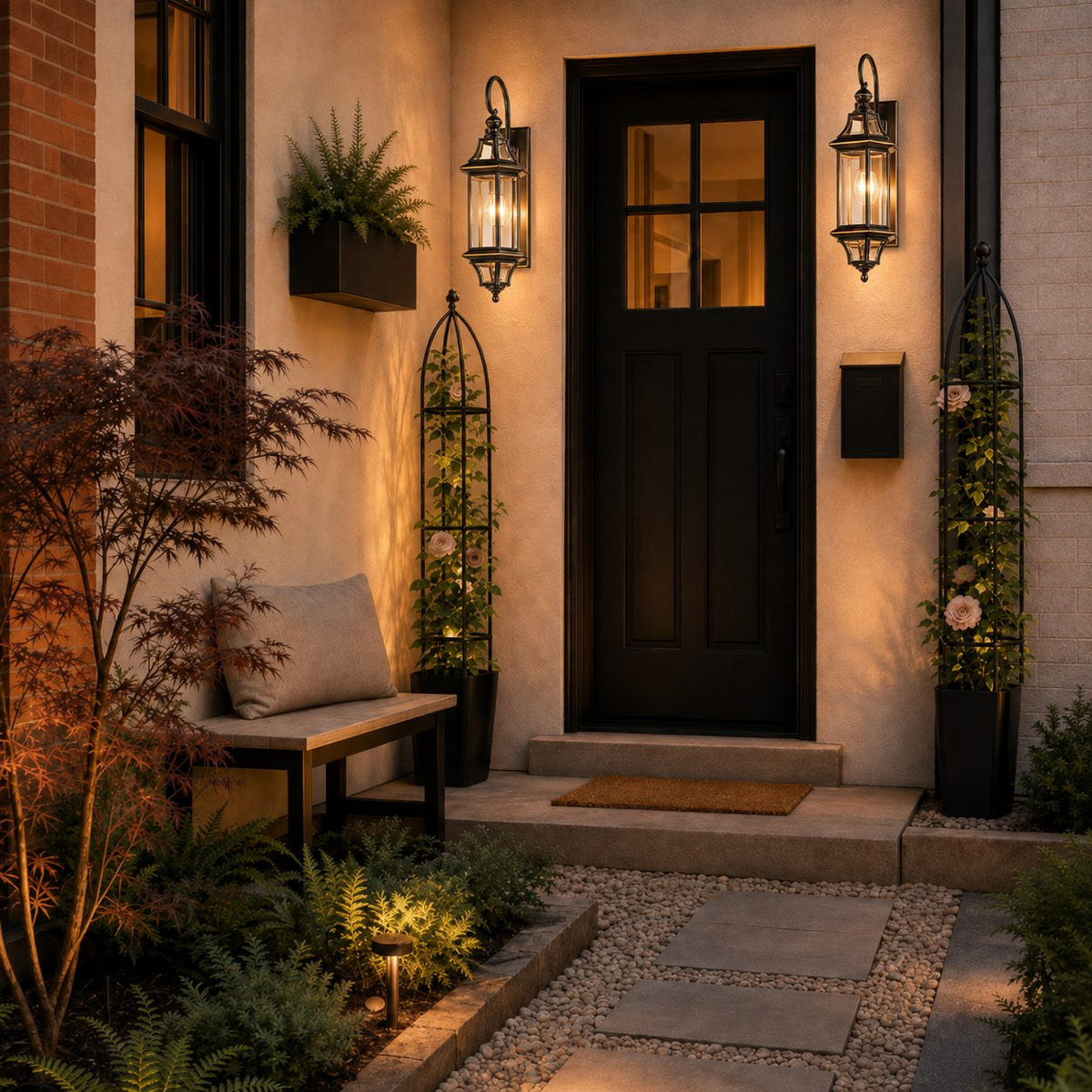Modern Outdoor Wall Lamp Brass Adjustable Clear Glass Shade IP65 Waterproof E26 Base Bulb