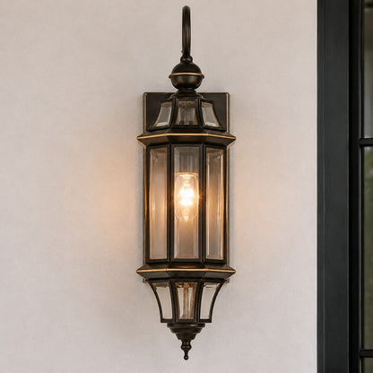 Modern Outdoor Wall Lamp Brass Adjustable Clear Glass Shade IP65 Waterproof E26 Base Bulb